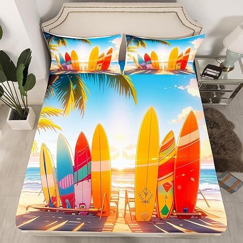 Miniatura 13 de Sábana bajera ajustable de olas oceánicas, tamaño Queen, estilo retro, brújula, velero, juego de ropa de cama náutica para mujeres, hombres y niños,