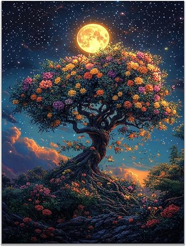 VOCBAN Tree of Life Wall Art The Picture Artwork Canvas Prints Tree Pictures Poster Retro Artwork for Bedroom Living Room Home Decoration(green