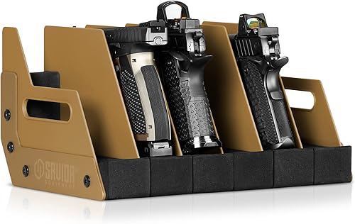 Savior Equipment - Exhibidor para pistola, revólver, arma de fuego, para 4 a 8 de la mayoría de pistolas de cañón largo, espuma acolchada para