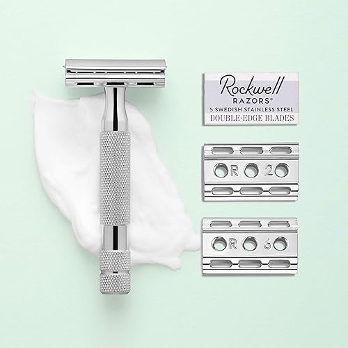 Miniatura 6 de Rockwell Razors 6C - Maquinilla de afeitar de seguridad de doble filo cromado blanco para hombres y mujeres con 6 ajustes de afeitado ajustables y 5