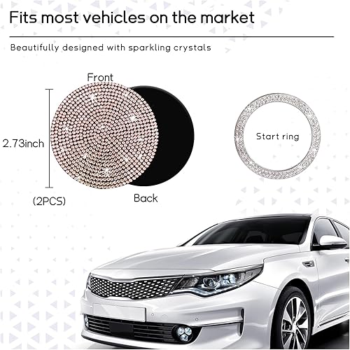 Miniatura 2 de Paquete de 2 posavasos para automóvil, antideslizante con tapa para botón de inicio y parada, accesorios universales para interiores de vehículos de