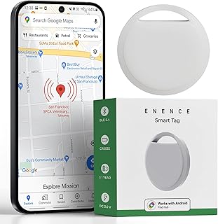 Enence Smart Tracking Device Tag for Keys, Wallet, Luggage, Pets Tracker Tag Work with Find My, Item Finders Tracking Tags – 1 Pack (Android - Smart Tag)
