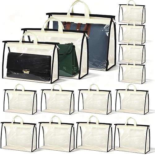 SHENLIU 15 Pack Dust Bags for Handbags, 3 Sizes Clear