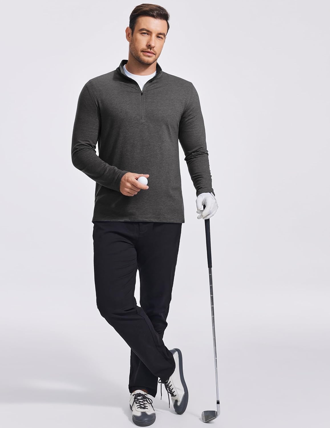 PINSPARK Men's Quarter Zip Up Lightweight Pullover Mock Neck Sweatshirts Long Sleeve Golf shirts Performance Athletic Casual - Image 2
