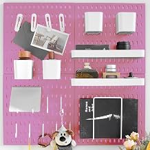 Wall-Mounted Pegboard Kit, 25.2" x 25.2" Organizer Panel Large, Cost-Effective & Nail-Free Installation Pink