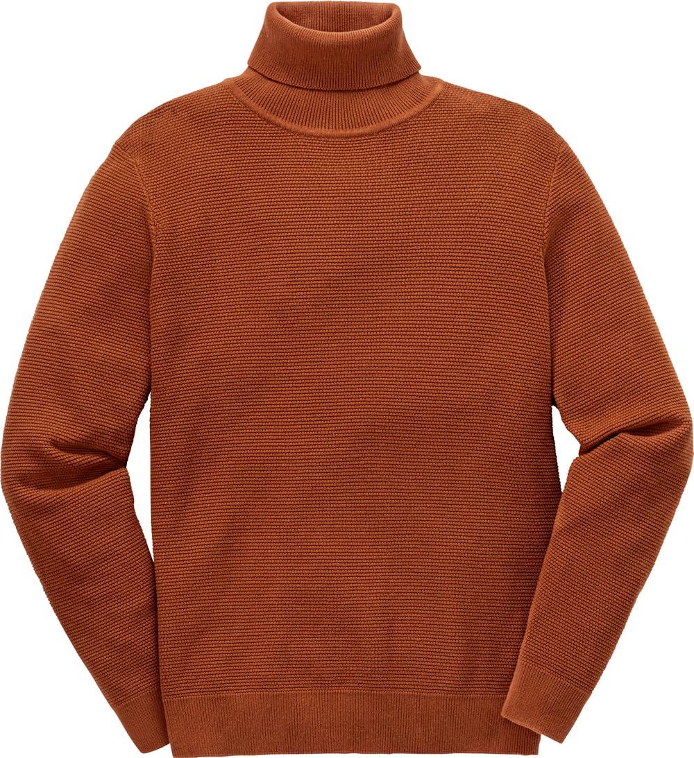 Otto Kern Pullover Herren, Rollkragenpullover aus 100% Baumwolle, Strickpullover, Pulli Herren mit luxuriöser Reiskorn-Optik, zeitlos & hochwertig, Terrakotta, Gr. L