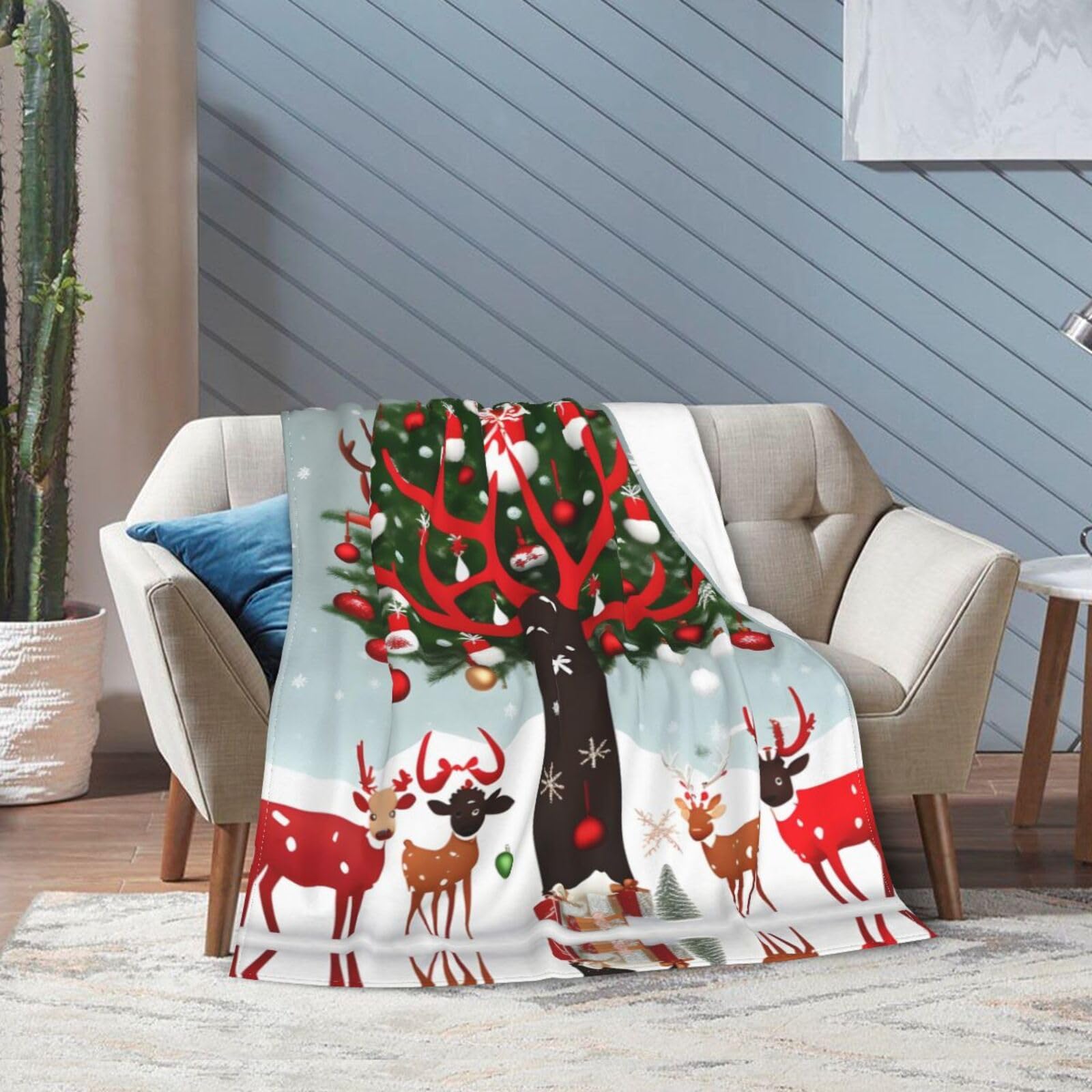 Coperta natalizia in pile di flanella ultra morbida, perfetta per letto, divano, campeggio, serate fredde e viaggi