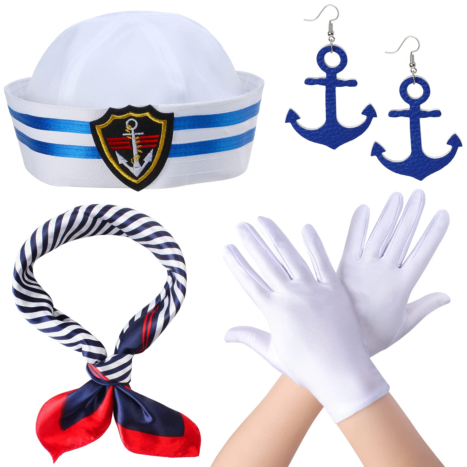 YewongYewong Women's Sailor Costume Accessory Sailor Hat with Nautical Yacht Themed Accessories for Navy Sailor Dress Up Party