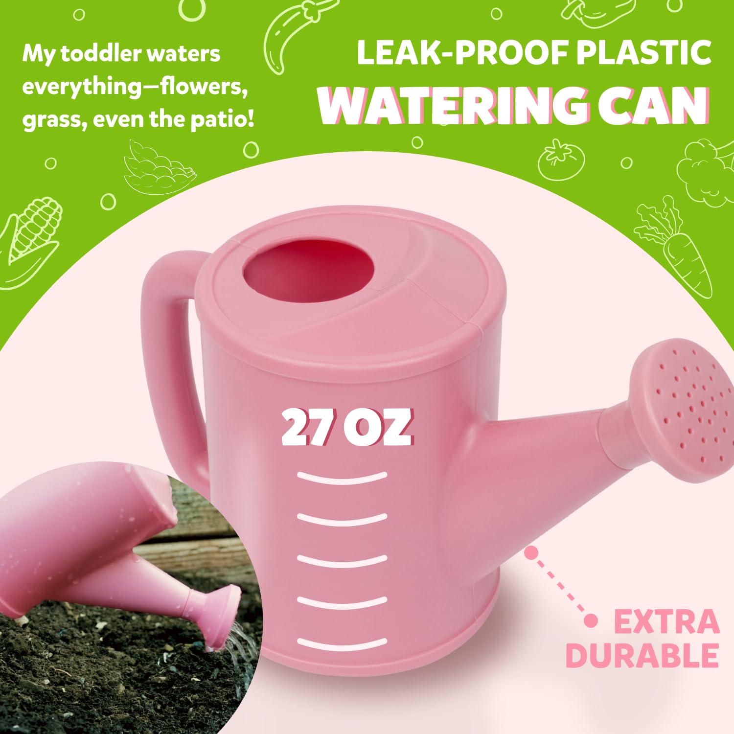 Funeta Floral Kids Gardening Set - Toddler Garden Tools, No-Leak Watering Can & Quality Tote Bag - Safe Metal Tools for Kids - Image 4