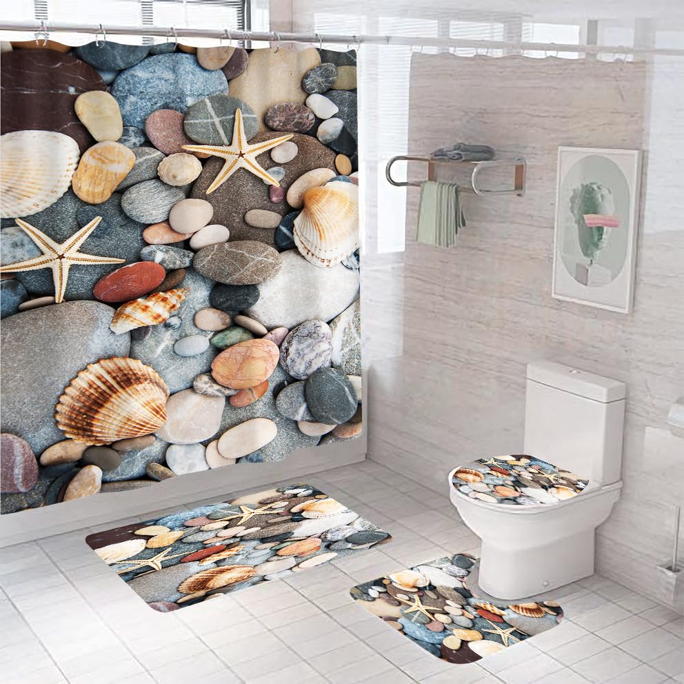 Tapis de salle de bain 50x80cm ensemble de 3 pièces à motif de coquillage