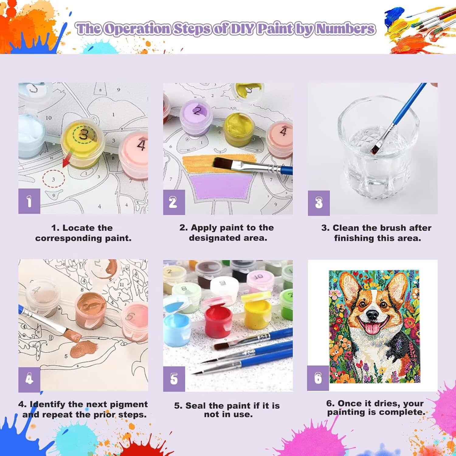 WEISHIWE Dipingere con i Numeri Adulti Corgi, 80x100cm s-532 | Pittura a Olio Kit, fai da te Quadri da Dipingere Numerat, Adulti Bambini Hobby Creativi,Pittura Adulti Decora la Casa Regalo