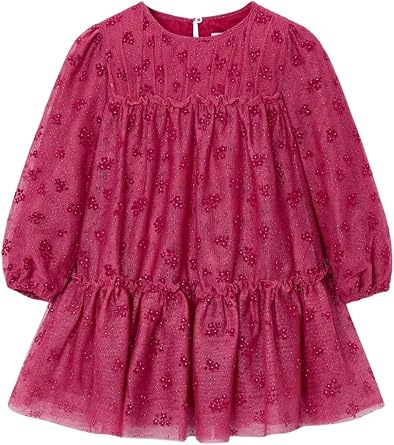 Mayoral 15-04919-051 - Tulle Printed Dress for Girls 7 Years Cherry