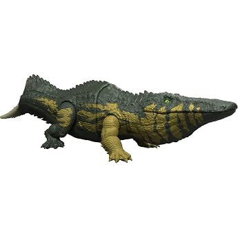 Mattel Jurassic World Wild Roar Stomatosuchus JKL82 Dinosaur Action Figure with Sounds, Attack Movements and Lights and Code 
