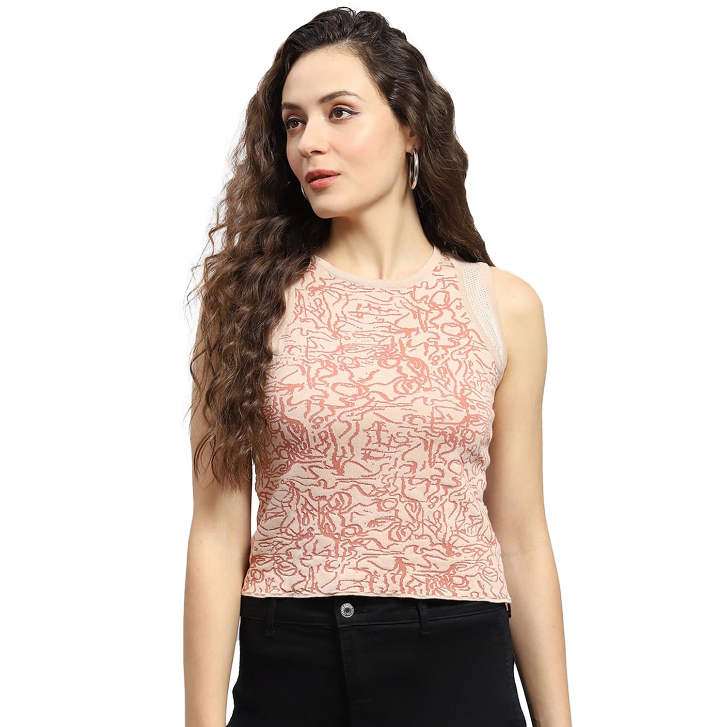 Women's Cotton Regular Fit Printed Round Neck Sleeveless Top (224065316TP)-image-31