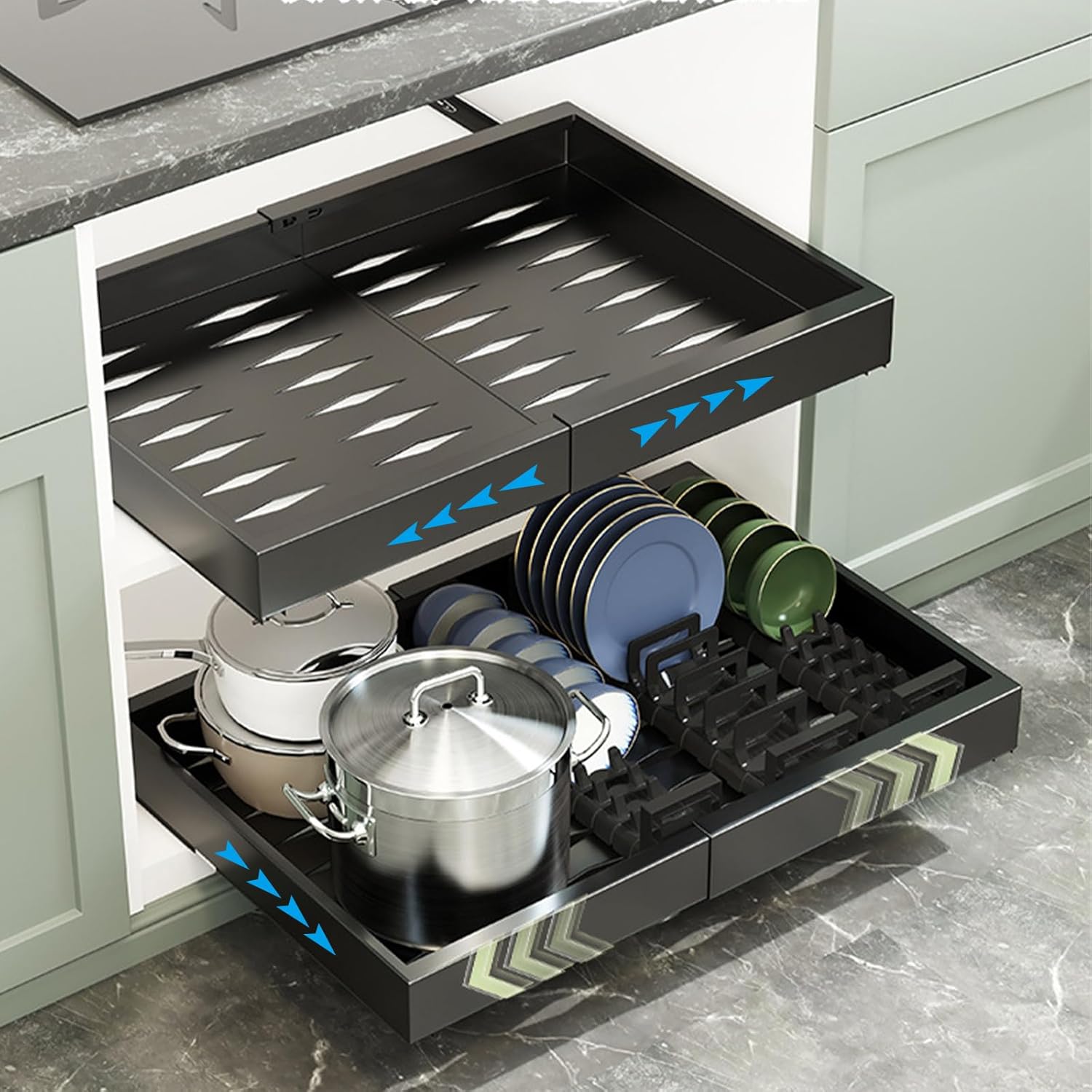 Tisovixo 1 Pack Pull Out Cabinet Organizer,Expandable(32-52cm) Slide ...