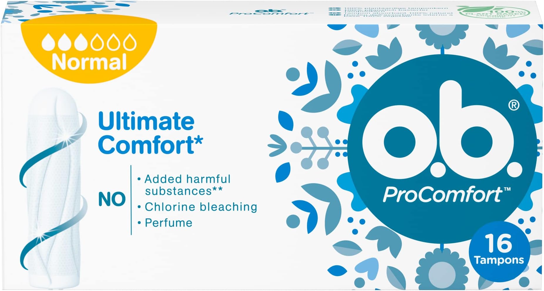 OB Tampons, Procomfort, Normal, Pack Of 16 Tampons