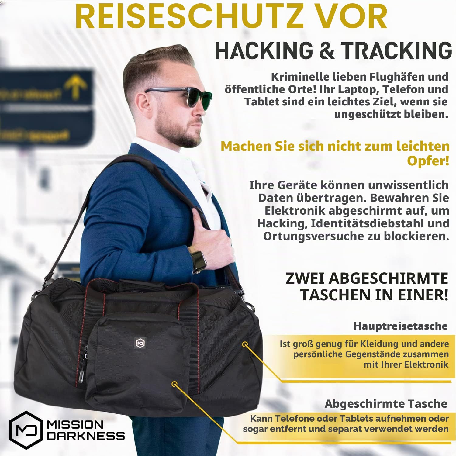 Mission Darkness X2 Faraday Seesack + Abnehmbarer MOLLE Faraday Beutel (Aktualisierte Version) // Militärische HF-Abschirmung für Elektronik und Mobilgeräte Signalisolierung Datenschutz