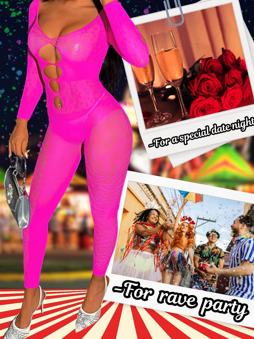 Women Sexy Full Leopard Fishnet Bodysuit, Poster Lace Jumpsuit Body Stockings, Club Rave Party Exotic Dancer Outfits - Image 5