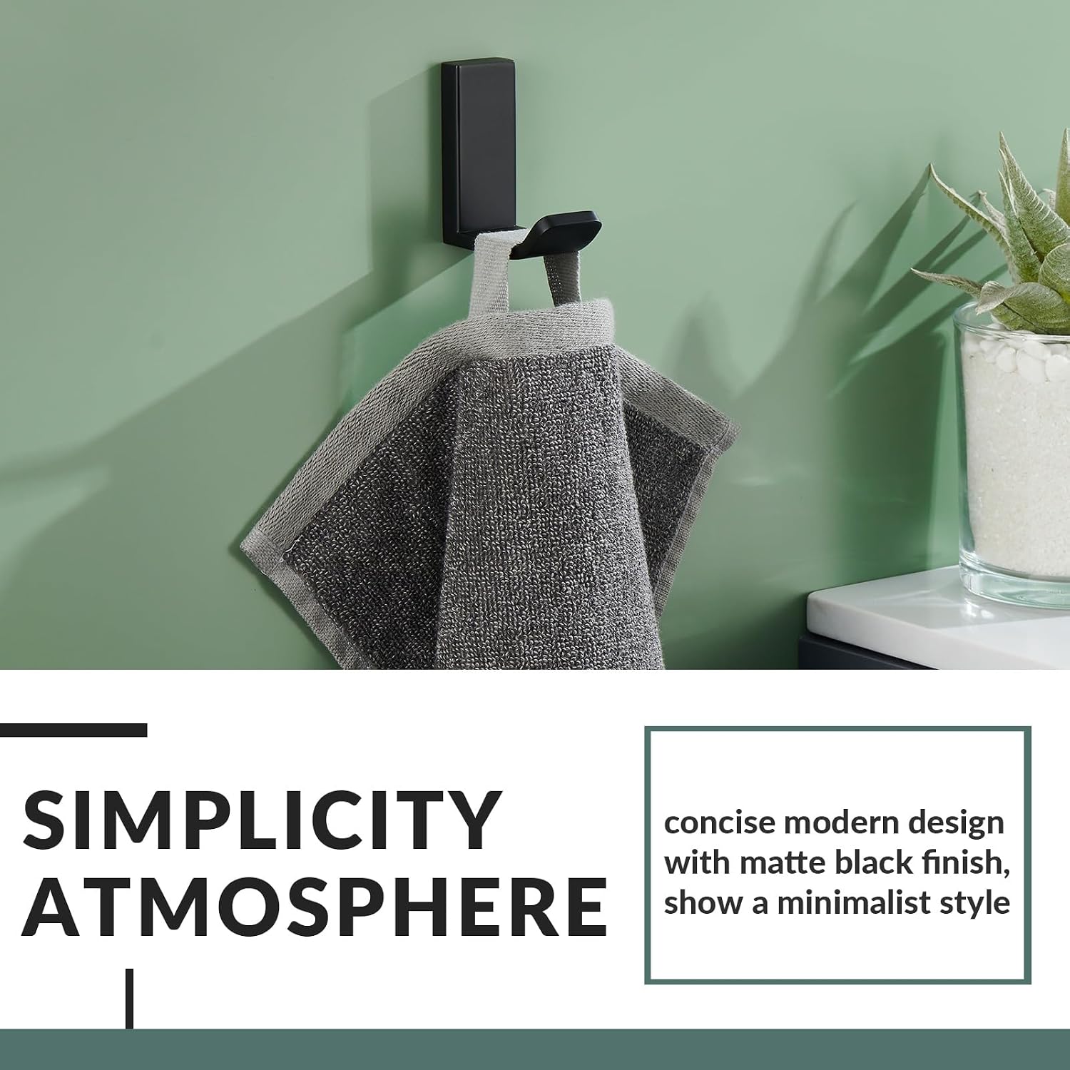 APLusee Matte Black Bath Robe Hooks, 2 Pack, Rustproof 304 Stainless Steel image 2