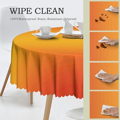 Miniatura 4 de Bnnbesnao Mantel redondo con patrón degradado, 60 pulgadas, decoración de tela impermeable, duradero, reutilizable, lavable a prueba de derrames,