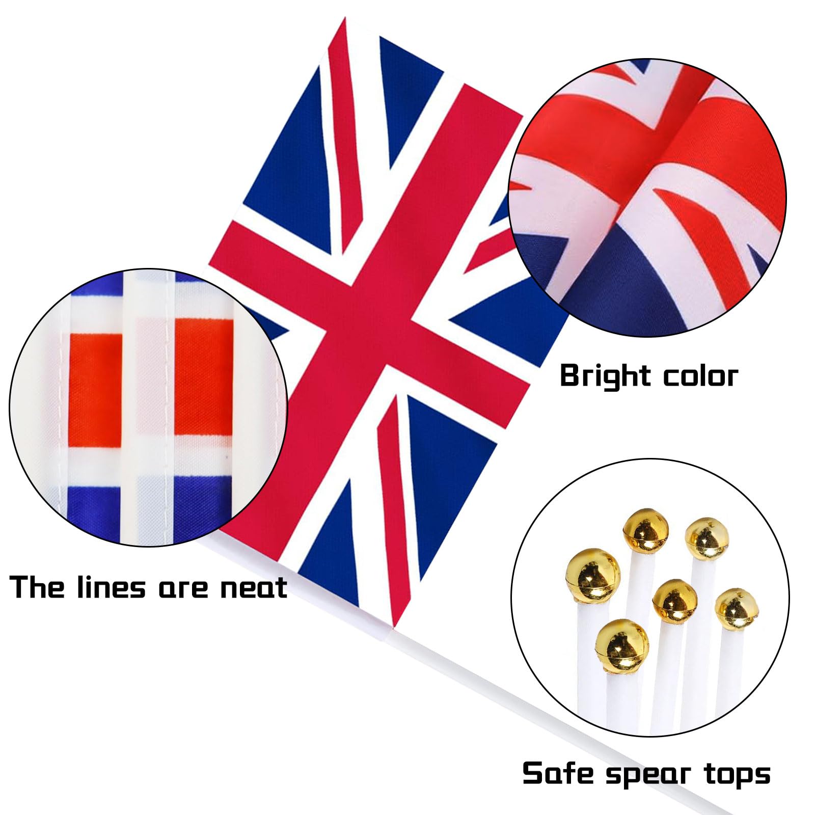 Mini Bandierine Regno Unito UK 20 Pezzi - 8,2x5,5 Cm Su Bastoncino Da 30,5 Cm, Per Feste, Decorazioni E Aula - 2