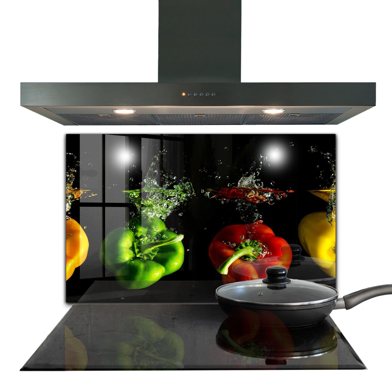 Panneau de cuisine en verre trempé Wallfluent Poivrons colorés