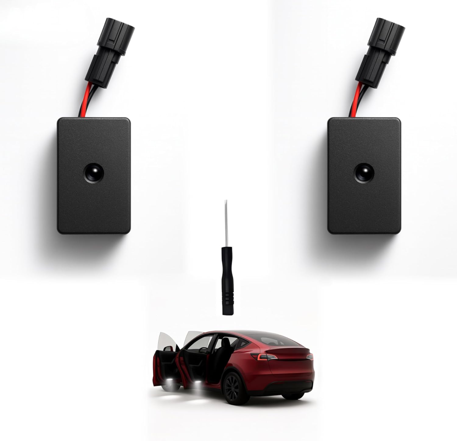 Car Door Logo Projector Puddle Lights, Compatible with Model 3 2017–2025 (Highland) & Y 2020–2026 (Juniper), Glass Lens, Plug-and-Play, Factory Fit, 2-Pack