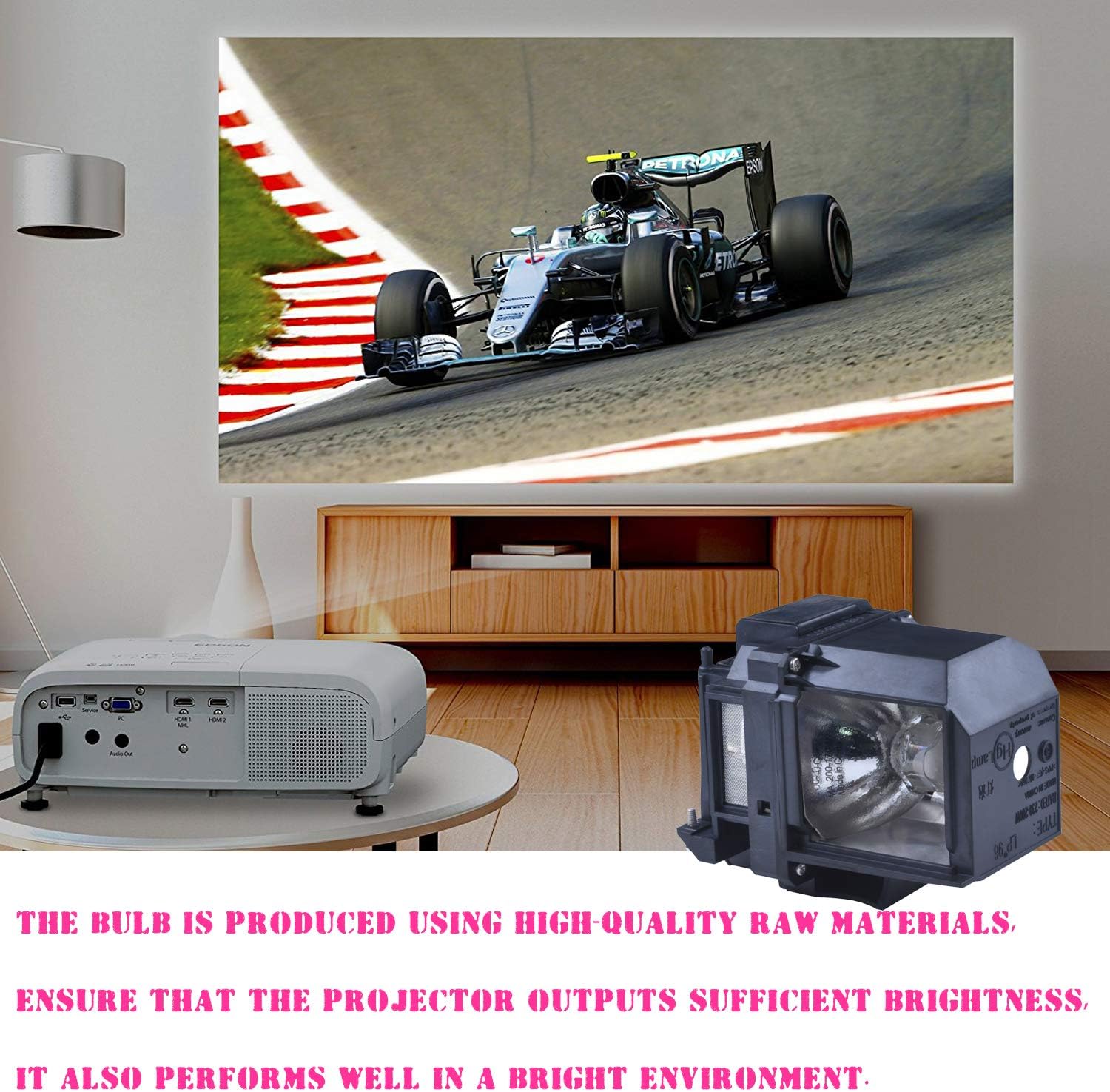 for ELPLP96 V13H010L96 EPSON Vs350 Vs355 Home Cinema 2100 Home Cinema 2150 1060 660 760hd VS250 VS350 VS355 EX9210 Compatible Projector lamp with Housing by SW-LAMP : Office Products