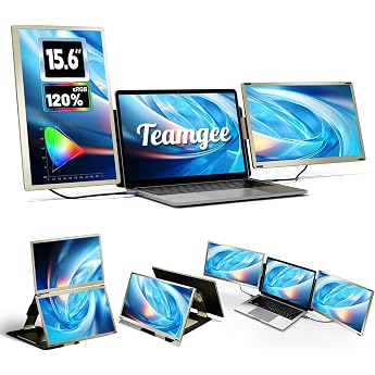 Teamgee 15.6 Inch Laptop Screen Extender for All Laptops, 120% sRGB FHD 1080P Triple Portable Laptop Monitor Extension with T
