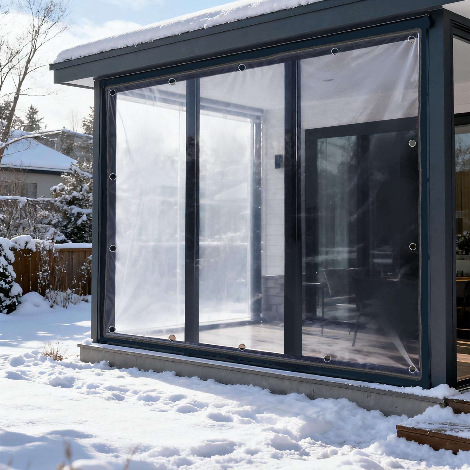 Bâche Transparente avec Oeillets, Bâche Imperméable en PVC, Couverture De Feuille pour Extérieure Plantes Jardin Terrasse Serre Gazebo, Indéchirable, 400g / m²