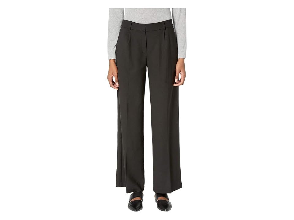 

Eileen Fisher Drapey Tencel Stretch Wide Leg Trousers (Black) Women's Casual Pants