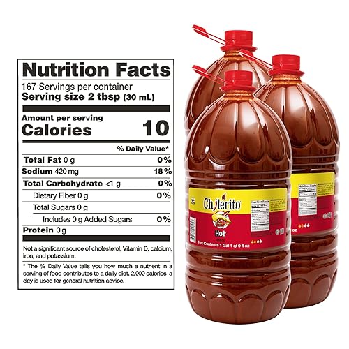 Miniatura 3 de Paquete de 3 Salsas picantes EL CHILERITO de 5 litros/166.6 onzas líquidas – Alimentos mexicanos – Ideal para aperitivos, bebidas, cócteles y todo