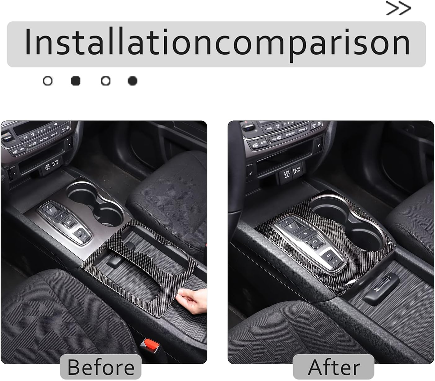Console Gear Shift Panel Cover Frame Trim for Honda Pilot 2016-2022/ Ridgeline 2020-2023/ Passport 2019-2023, Carbon Fiber Automotive Center Consoles Cover Protector Sticker Accessories