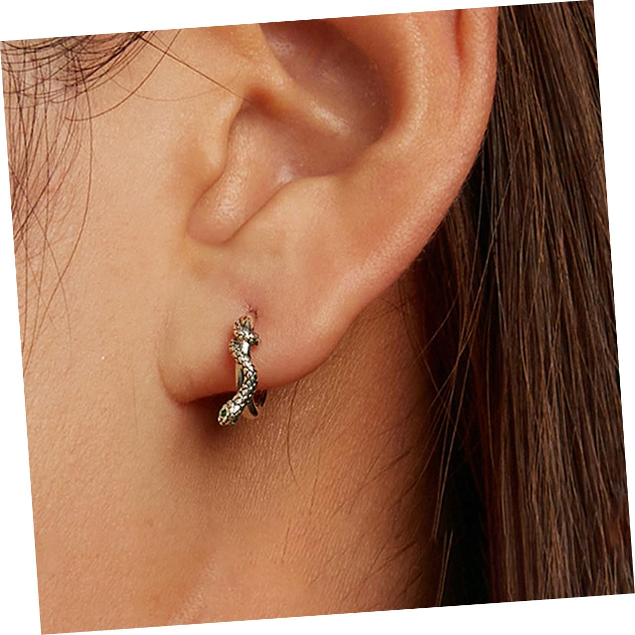 Uonlytech 2pares Pendientes de Serpiente de Plata Diseño Creativo Pendientes de Moda para Mujer Líneas de Zirconio Verde Accesorios para Orejas para Fiesta o Diario