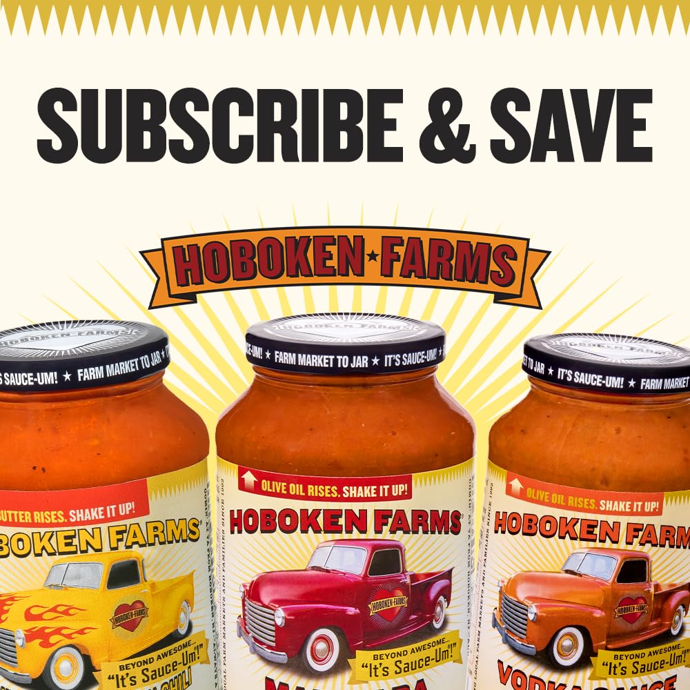 Hoboken Farms Marinara Sauce – No Sugar Added, Low Sodium, Non-GMO, Preservative-Free, Low Carb, Keto – Better For You Pasta Sauce! (25 Fl Oz, Pack of 2)