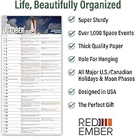 Vista 63 de RED EMBER Astronomy 2026 Wall Calendar 12 Month 12" x 24" Open Thick & Sturdy Paper Giftable Calendar 2026