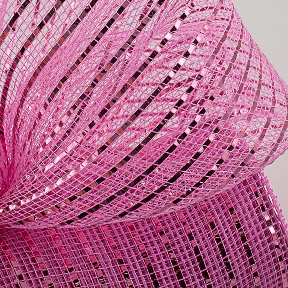 Craig Bachman 10" Poly Deco Mesh: Wide Foil Metallic Pink (10 Yards) Fabric Mesh Ribbon, Crafting, Wreath, Baby Shower, Mesh with Foil Ribbon image 5