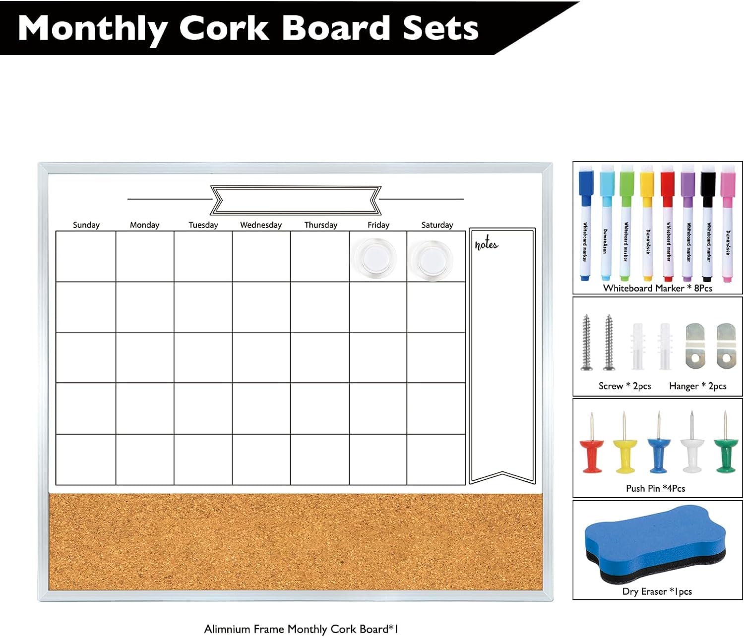 DumanAsen Calendar Whiteboard, 12 X 16 Inch Magnetic Monthly Calendar Whiteboard - View #6