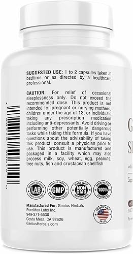 Miniatura 3 de Fórmula suave y tranquila para dormir con magnesio, L-teanina, melatonina, GABA, 5-Htp Ayuda para dormir Sin OMG - 60 cápsulas