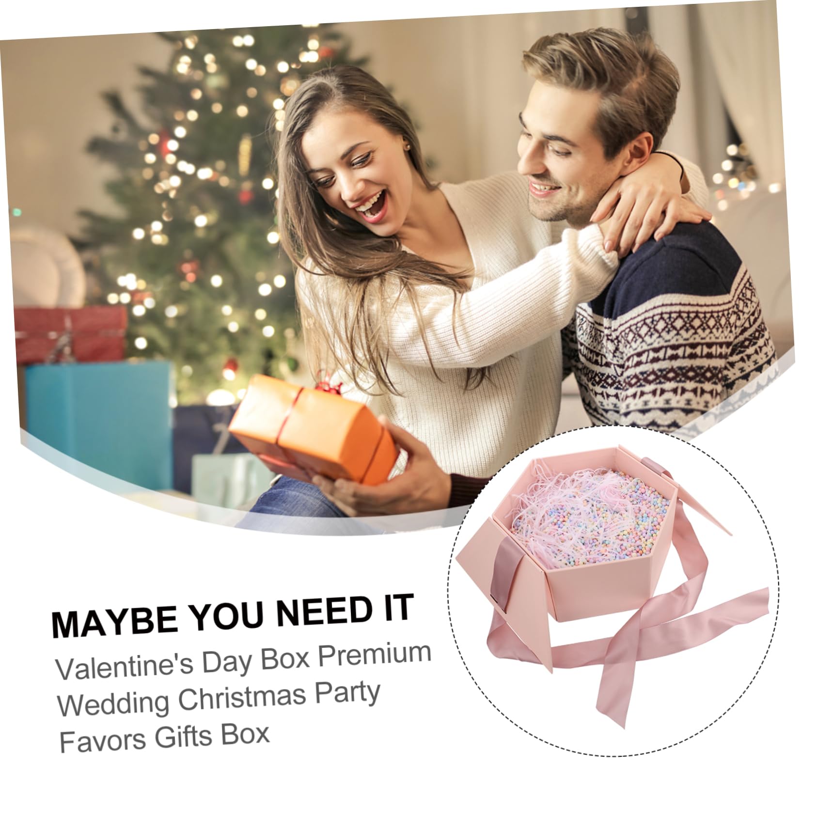 SOLUSTRE Sechseckige Geschenkbox aus Geschenkverpackung für Valentinstag und Hochzeit zum Verpacken von Süßigkeiten und Geschenken