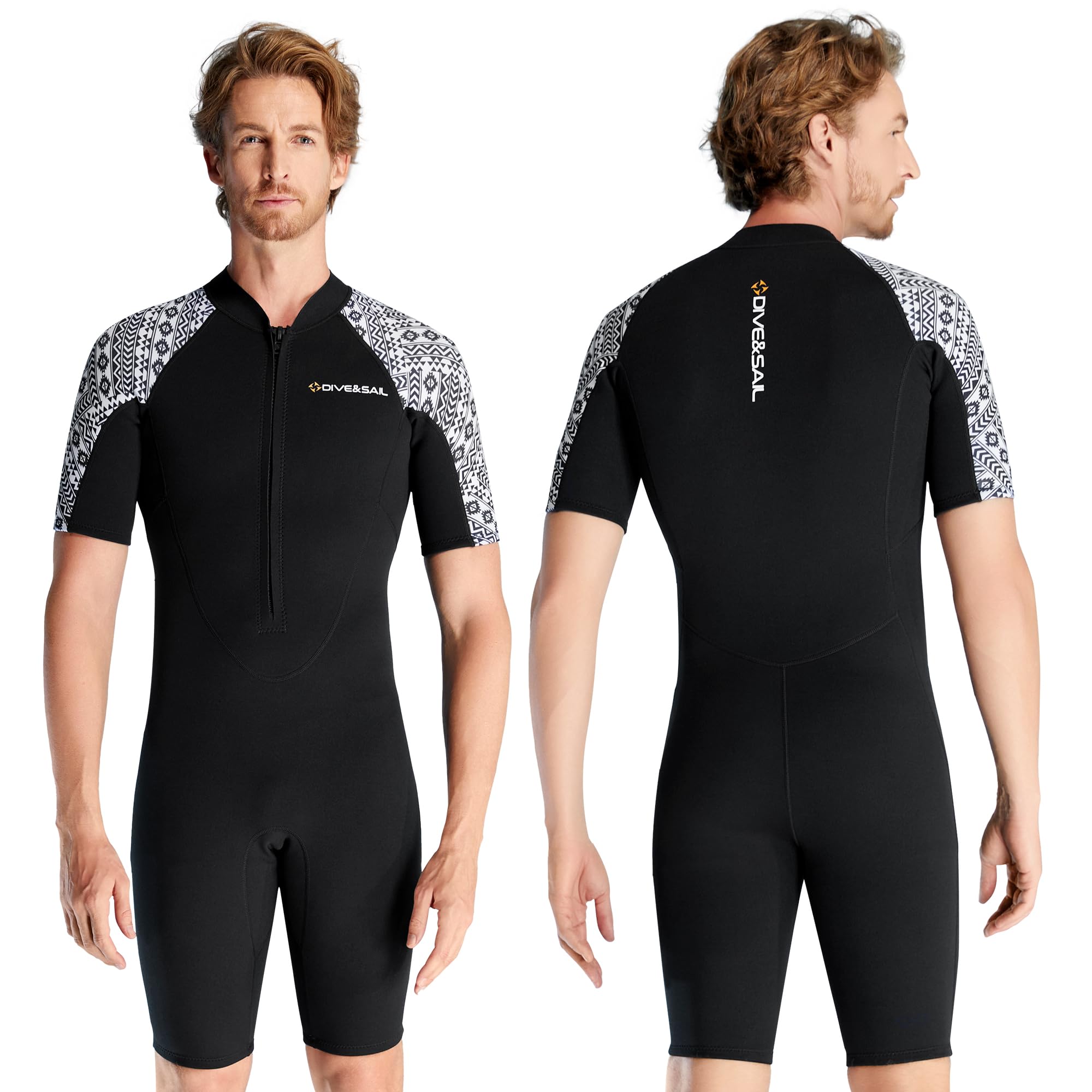 Combinaison shorty en néoprène à manches courtes pour homme et femme - Fermeture éclair avant de 3 mm - Shorty - Pour le surf, la plongée, le SUP