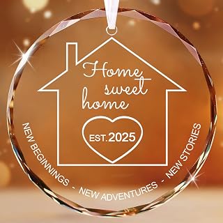 House Warming Gifts New Home 2025, Home Sweet Home New Home Gifts Ideas for Couple, Women, Men, New Homeowner, Housewarming Gift New Apartment - Glass Christmas Ornament