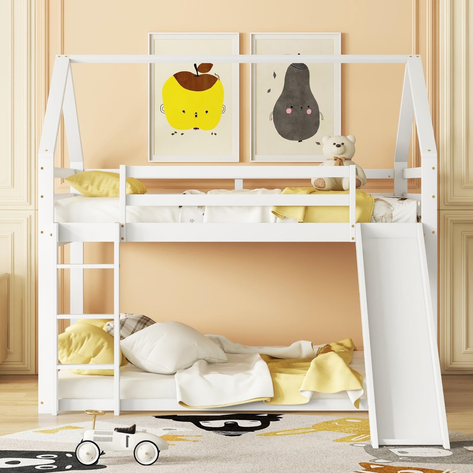 Lit Superposé Bois Avec Escalier Rangement | 90x200 Cm, 2 Tiroirs, Sécurisé, Sans Matelas (blanc) - 11