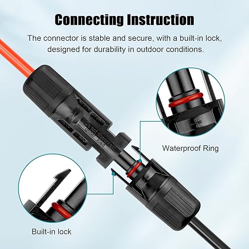 Miniatura 4 de Kimbluth Cable de extensión solar de 10 AWG de 3 pies negro + 3 pies de rojo, cable de panel ultra solar macho a hembra, alambre de cobre estañado