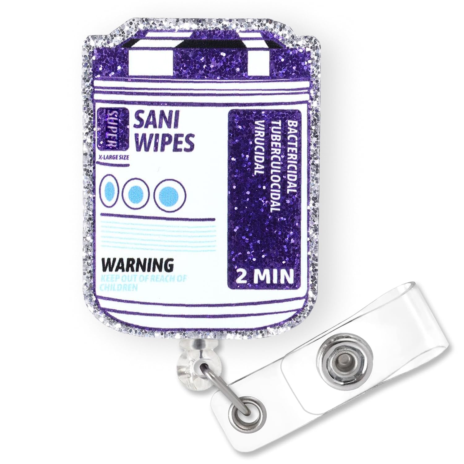 Sani Wipes Badge Reel Retractable for Nurse Nursing RN CNA LPN Doctor & Medical Worker | Funny Nurse Badge Accessories, Healthcare Badge Holder with