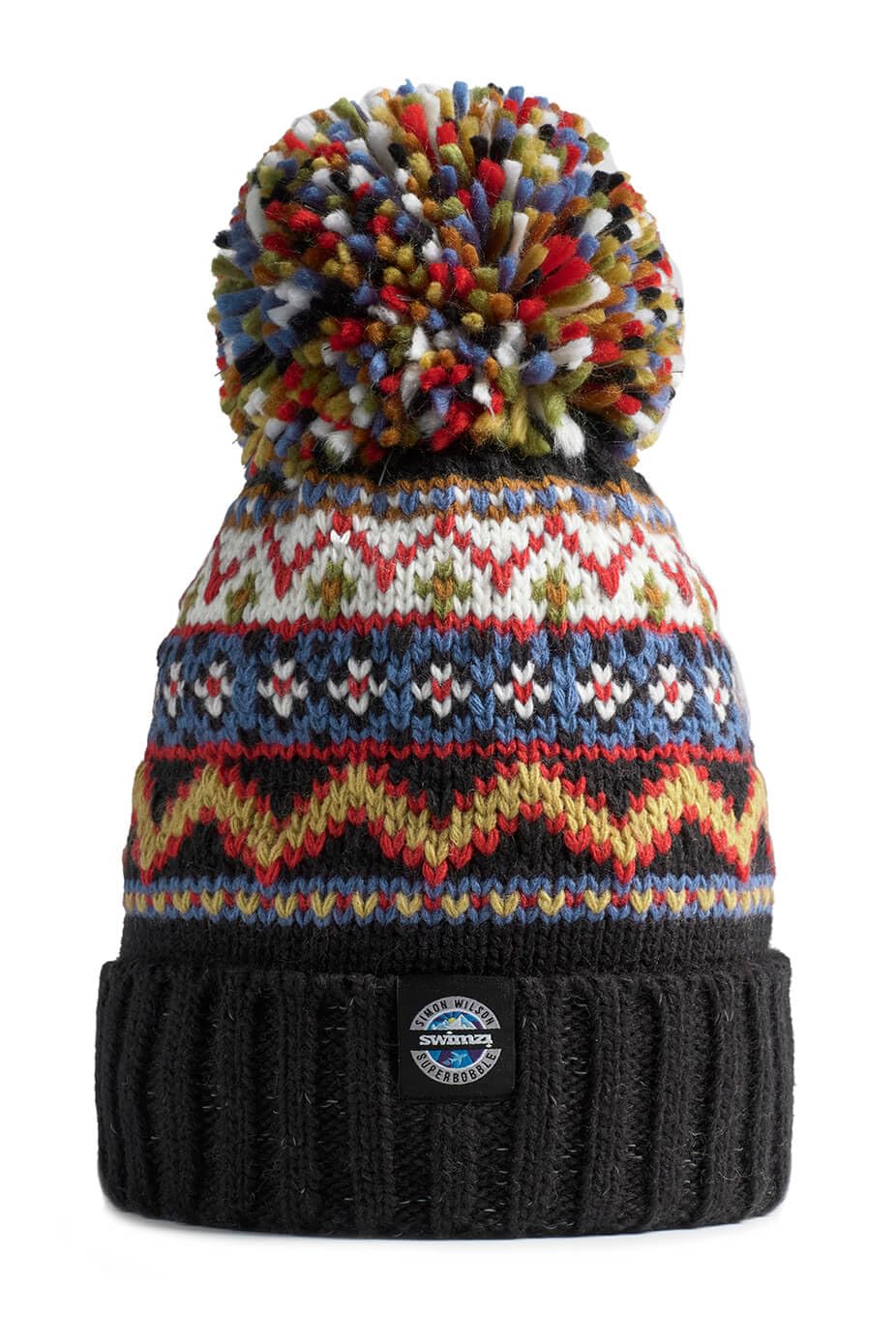 SWIMZI Simon Wilson Fairisle Knit Reflective Superbobble Hat Multicoloured