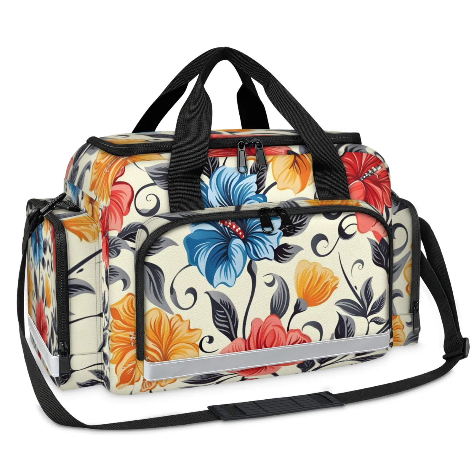 GzLeyigou First Aid Bags Empty, Retro Flower Emergency Bag First Aid Kit Multiple Compartment Kit Carrier On Call Trauma Bag For Paramedics Emergency Medical Supplies Kit