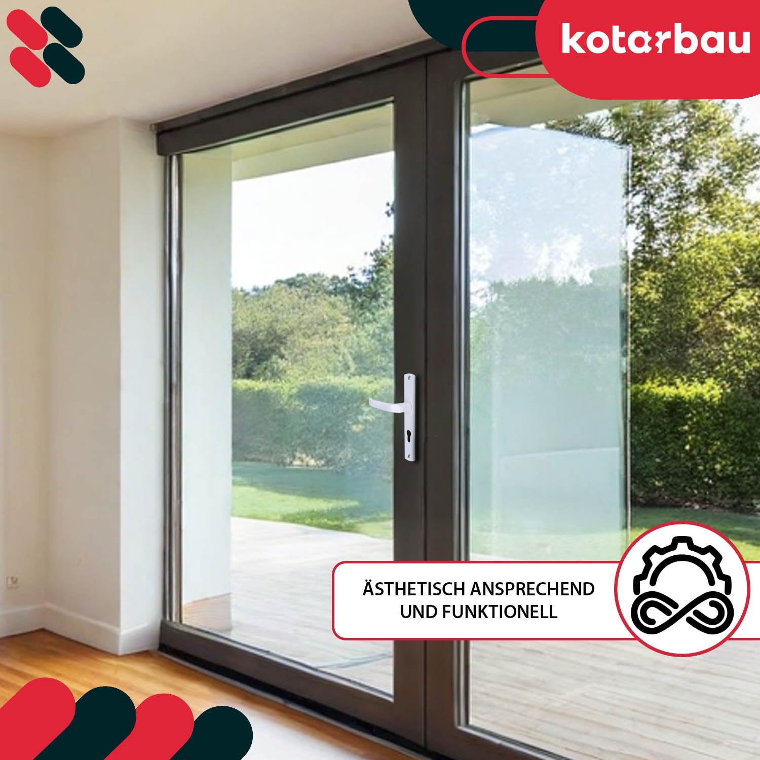 KOTARBAU® Juego de manilla y pomo para puerta, Manilla de cilindro de perfil 72 mm, Manillas de aluminio - blanco, 2 Manetas, Manijas de placa larga, Kit de montaje incluido, Picaporte con pomo