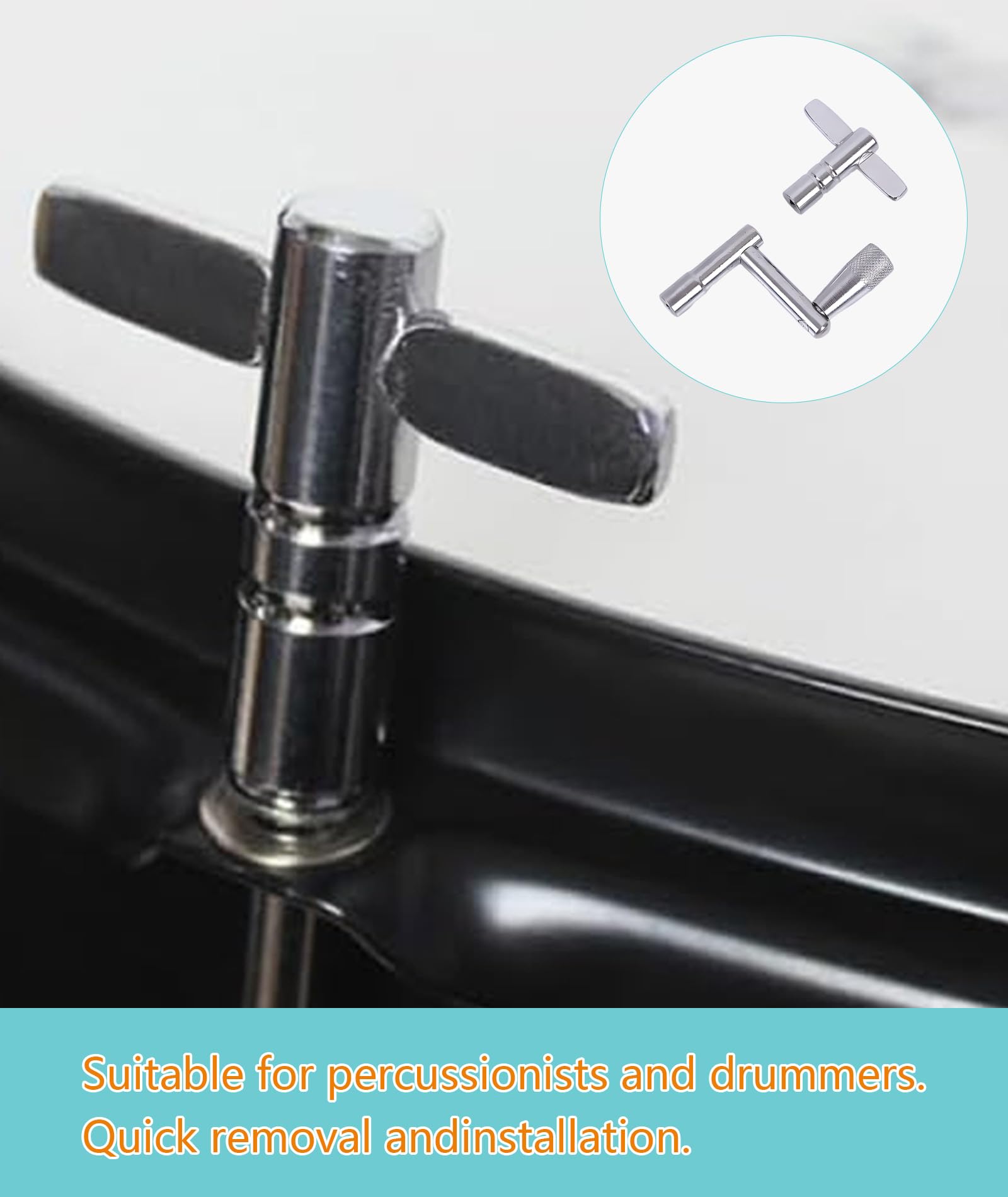 Drum Key, Metal Drill Key with T-Shape and Z-Shape Design, Drum Hardware for Drum Tuning and Maintenance, Essential Drum Accessories for Snare Drum and Tom Drum - Image 5 thumbnail