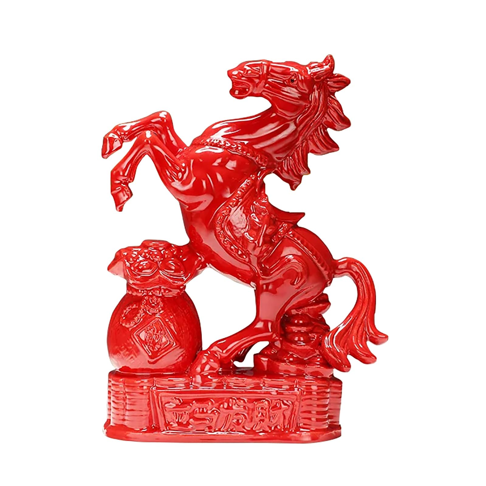 ZXDRYBHD Ceramic Horse Statue Decor Figurines, Red Horse Sculpture Figurine for Office Living Room Desk Ornament Gift Decor